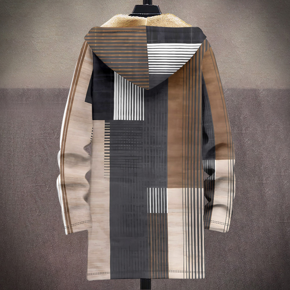 Cotton jacket outdoor zipper multi pattern British fleece 3D printed hooded cardigan pocket thickened_voghion.com