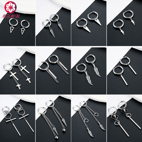 Stainless steel earrings pendant pendant simple earrings neutral European and American ear buckles circle pendant earrings wholesale for women
