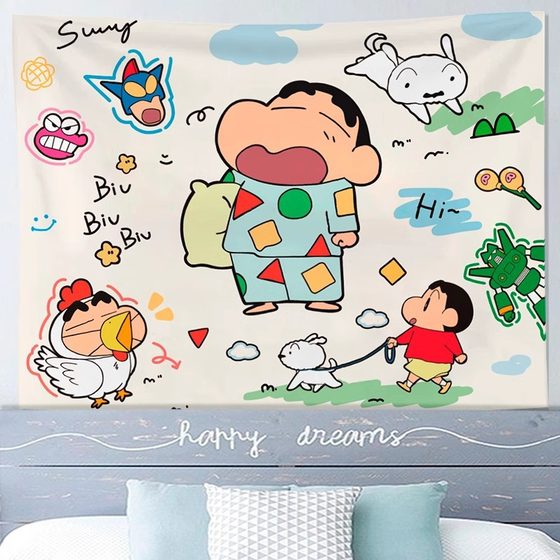 Animation Cartoon Hanging Cloth Background Cloth Healing Crayon Shin New Room Dormitory Bedside Transformation Game Decorative Wall Cloth