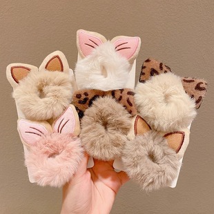 Children's Plush Hair Loop Cute Baby Ball Hair Rope Plush Rabbit Ear Hair Rope Hair Accessories Girls Hair Flower Headwear