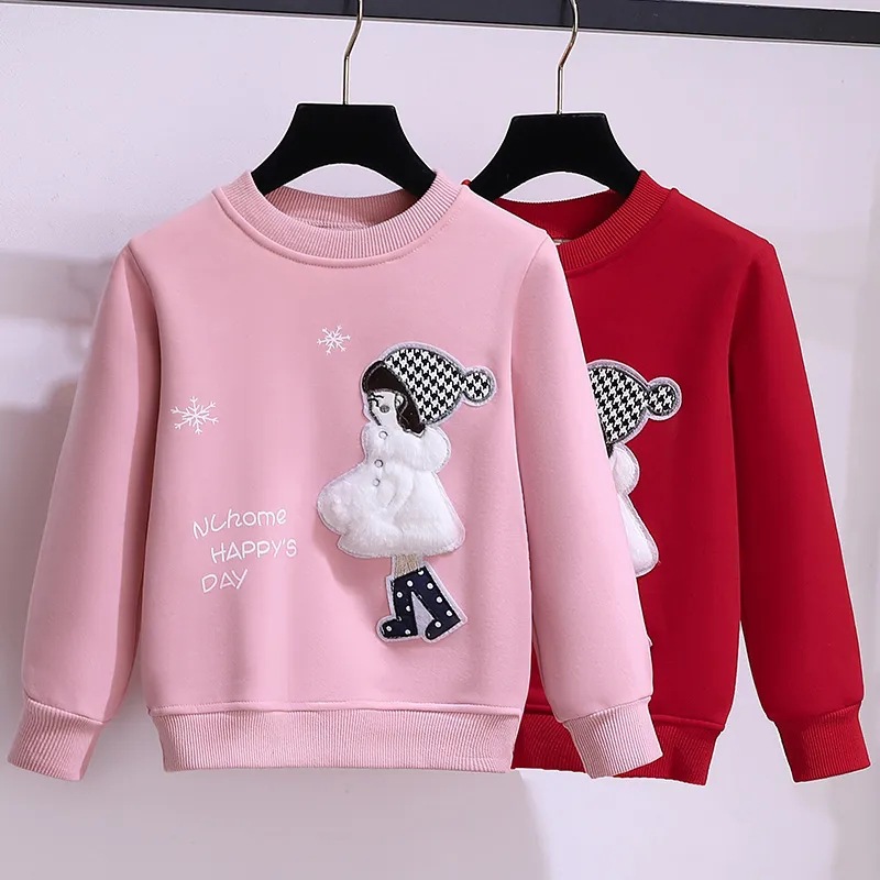 Women's Sweatshirt Spring and Autumn Set 2023 New Stylish Autumn Version for Middle and Older Children Girls Thick and Fleece Top