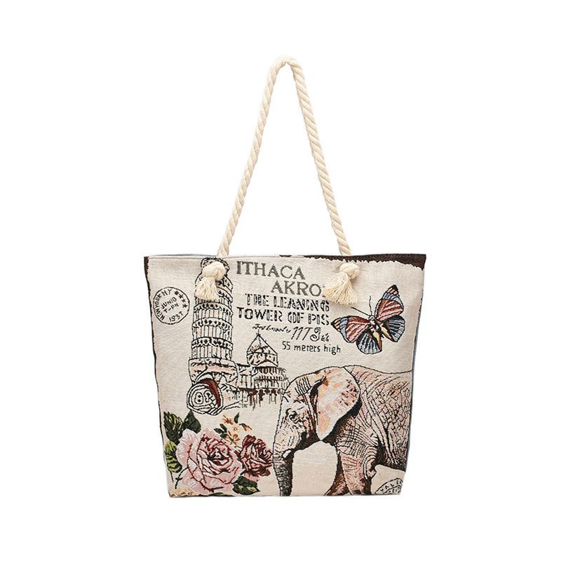 Women's Large Canvas Animal Cartoon Vacation Ethnic Style Zipper Tote Bag display picture 16