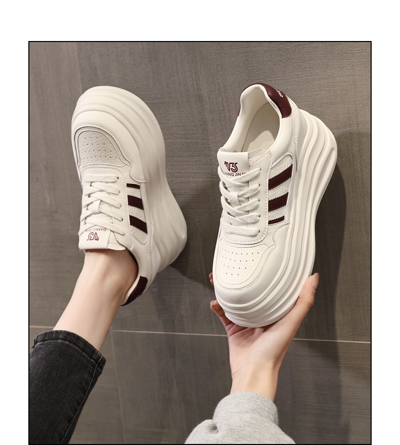 Giày sneaker nữ đế dày tăng chiều cao phong cách thời trang dễ phối đồ — Màu đỏ be chi tiết 14