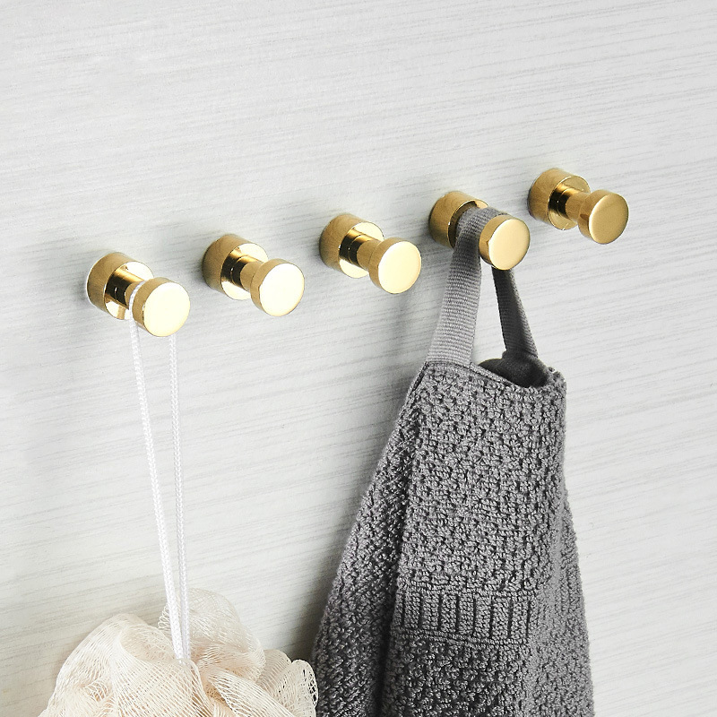 Bathroom Towel Hook All-Copper Single Hook Bathroom Door Stainless Steel Gold Hook Single Brass Clothes Hook