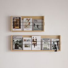 0J松木墙上置物架免钻孔现代简约装饰组合壁挂式实木学生原木书报