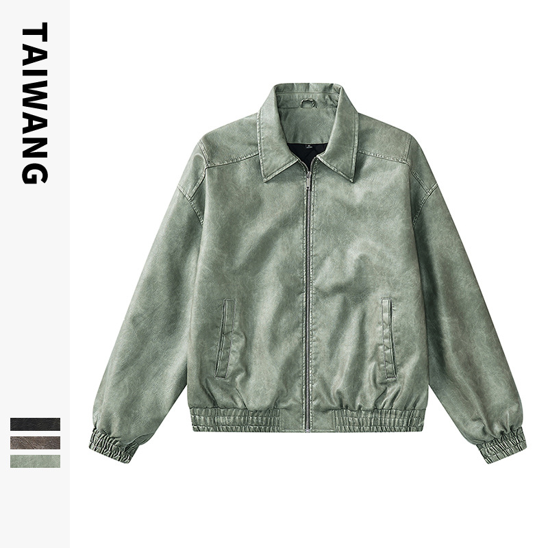 Men's Clothing Retro Lapel Leather Jacket Men's Autumn and Winter New Loose Casual Coat_voghion.com