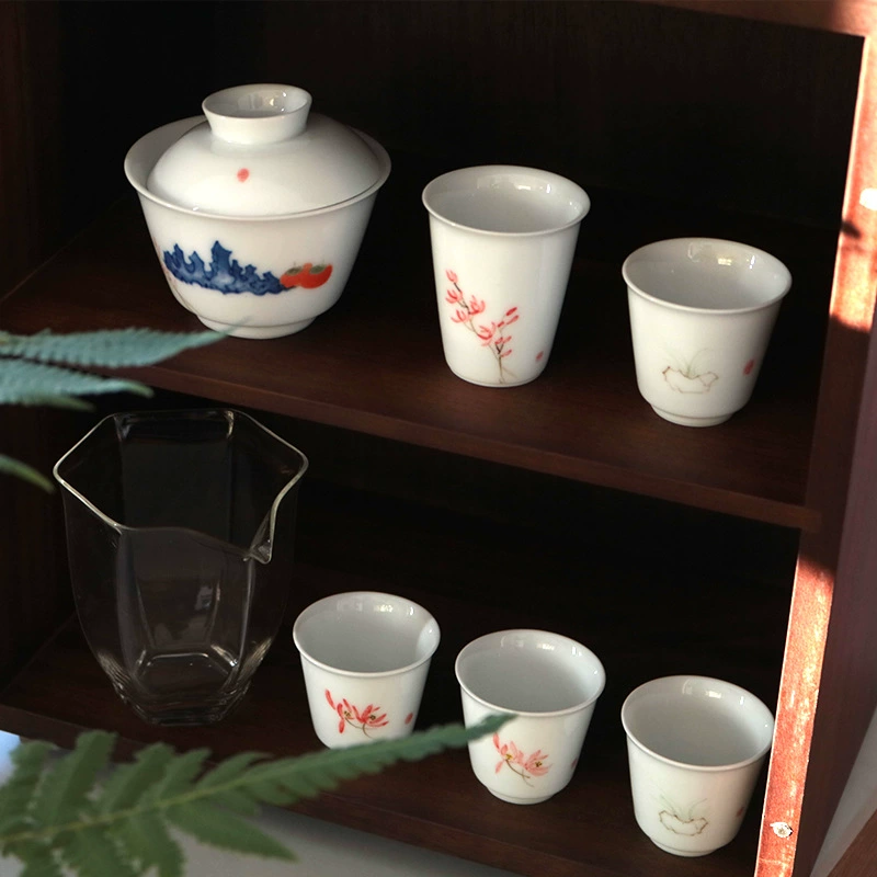 Retro creative tea cup jade for home use, tea set, hand painting, wholesale