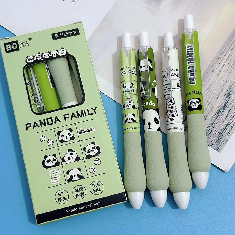Bolígrafo de gomas de panda verde 1 caja (4 piezas)