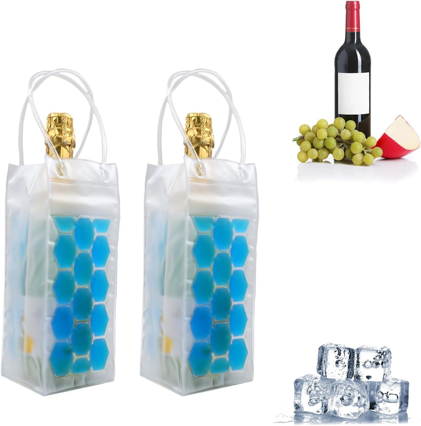 Bolsa de hielo transfronteriza en stock, bolsa plegable portátil para botellas de vino, bolsa de hielo de PVC para vino tinto, bolsa para envasar cerveza, bolsa nevera para exteriores.