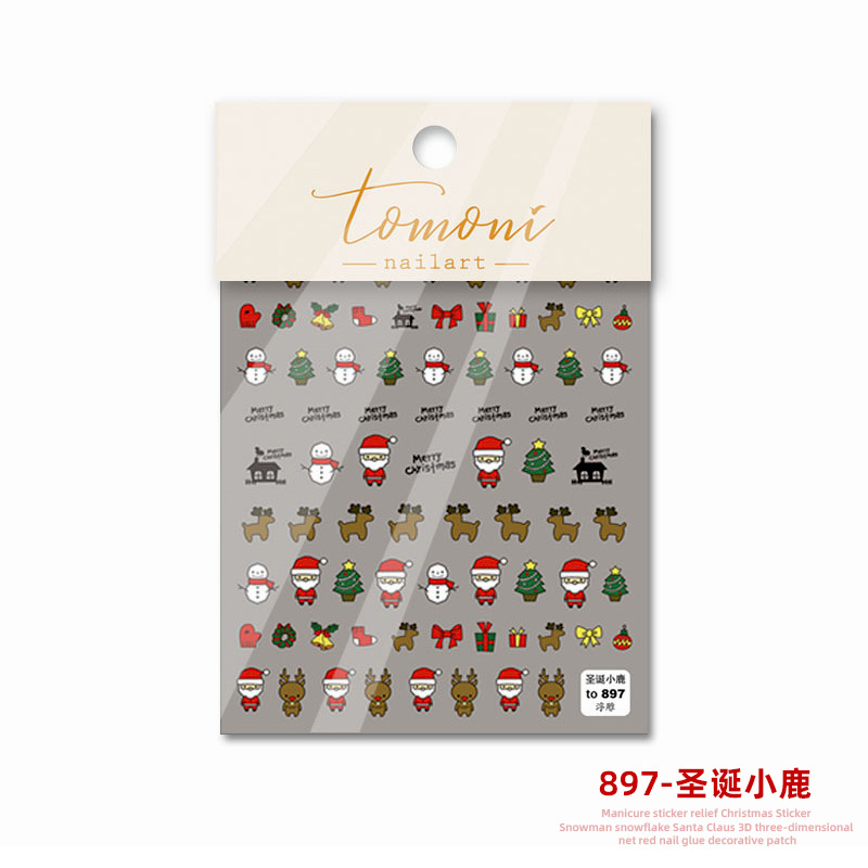 Japonés Navidad uñas 2022 nuevo lindo Halloween Año Nuevo muñeco de nieve ELK copo de nieve alivio invierno estilo