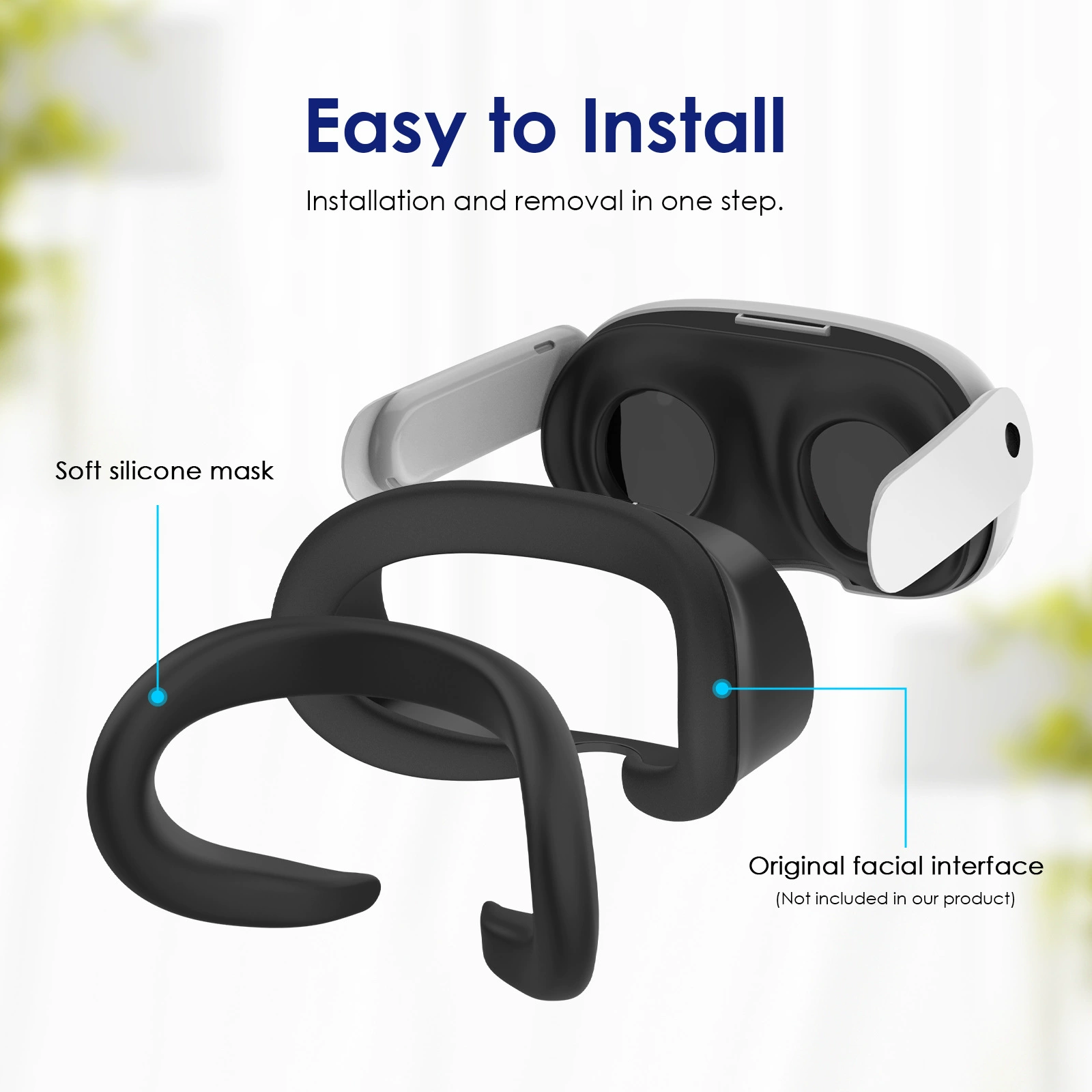 Compatible silicone sleep mask, changeable protective case, rubber sleeve with accessories, protects against sweat
