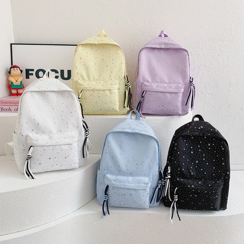 Bonita estrella brillante, mochila de niños y niñas, mochila de estudiantes de escuela primaria de gran capacidad, mochila simple de color sólido para niños.