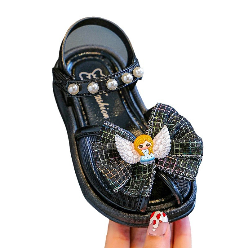 Sandalias para niños 2024 verano nueva moda princesa niña zapatos deportivos de playa sandalias de bebé de suela blanda para niños pequeños y medianos