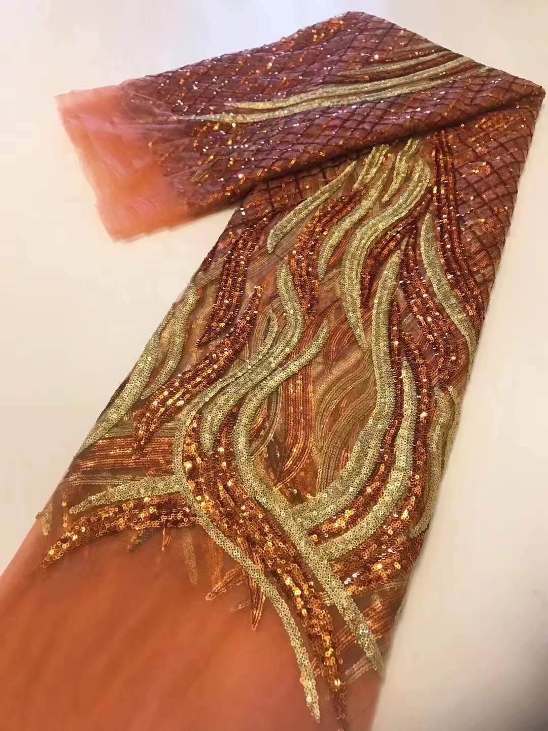 Nuevo bordado de la vendimia encaje completo lentejuelas bordado tela vestido las mujeres tela africana laceJX2701 image 10