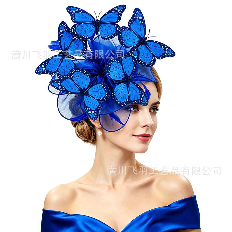 Popular Amazon Butterfly Headpiece, Forest Style Simulated Butterfly Elegant Headband, Horse Racing Festival Performance Headwear