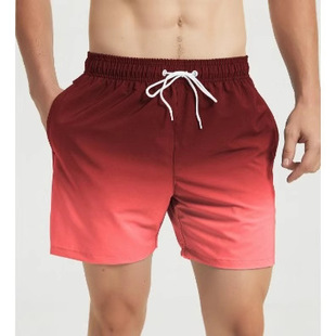 Gradient Color Surf Swimming Trunks Men's Adult Anti-Embarrassment Boxer Shorts Vacation Export Sports Casual Beach Pants Trendy