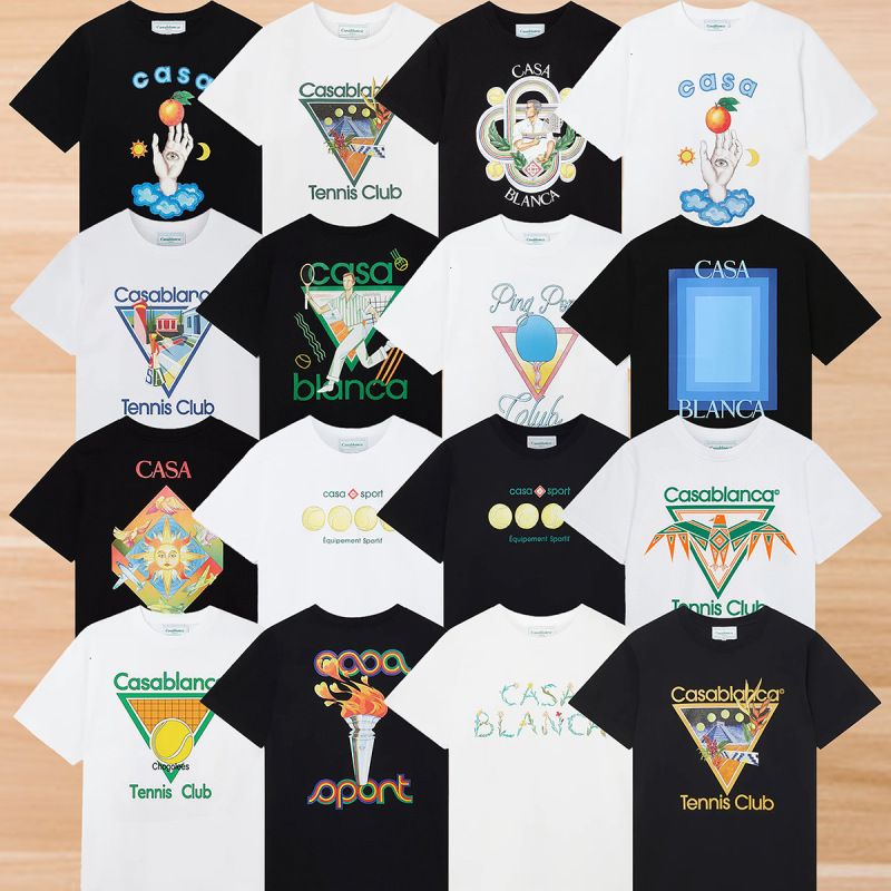 Foreign Trade Cross-Border Casablanca Short-Sleeve American-Style Trendy Niche Loose High Street T-Shirt Pure Cotton