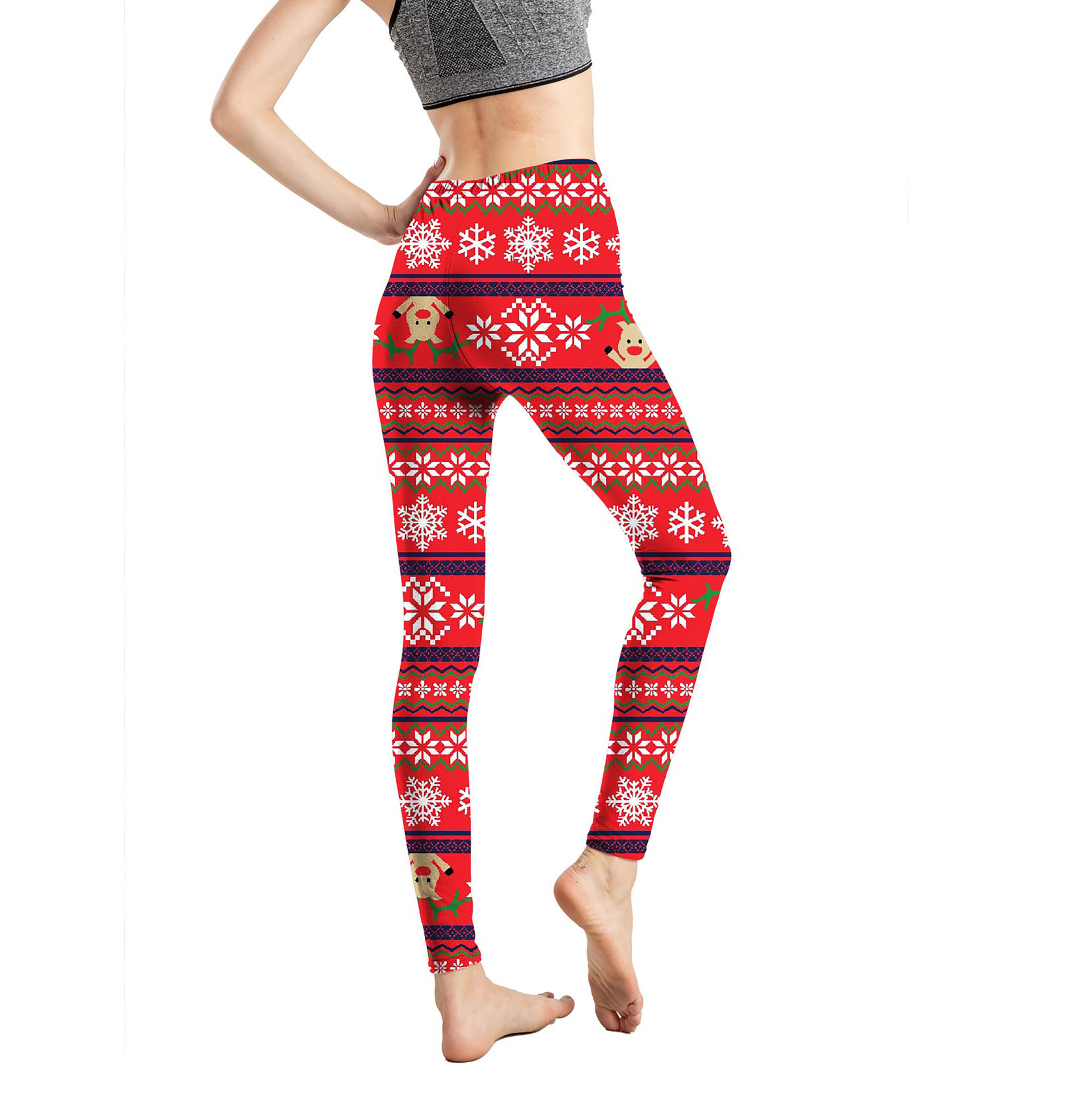 182g Weight Ankle-Length Pants Length Spandex, Polyester Fabric Type High Waist Waist Line Leggings Pants Type Stretchy Elasticity Daily Occasion Breathable Function Skinny Fit Type Christmas Festival Snowflake Pattern Winter, Autumn Season Women'S Gender Simple Style Style Women'S Daily Simple Style Snowflake Ankle-Length Leggings 36