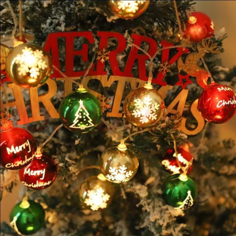 Ventana salón luces de colores atmósfera navideña diseño colgante Bola de galvanoplastia luz intermitente cadena LED Navidad día de Año Nuevo luces decorativas