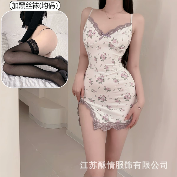 Light purple+black stockings
