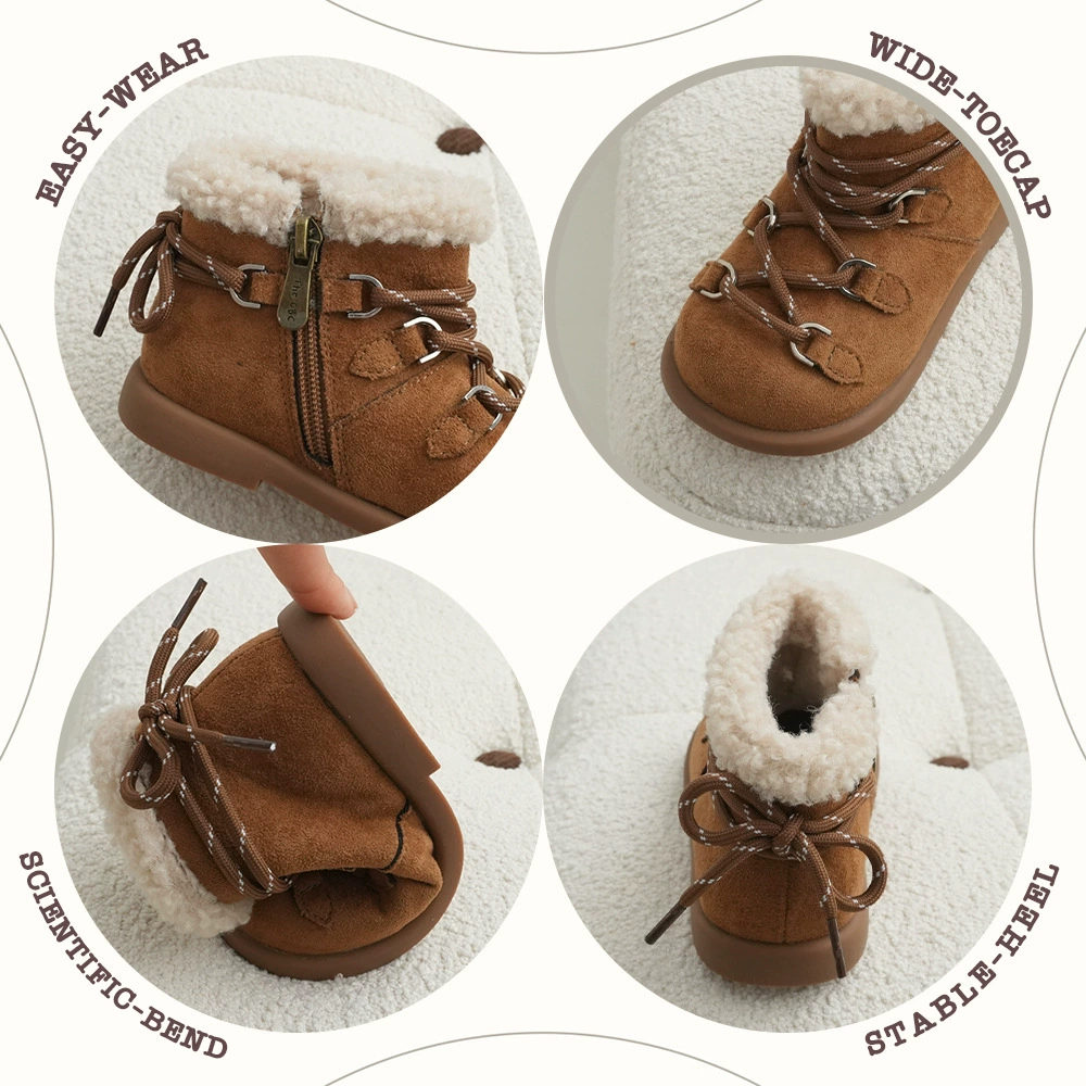 Ретро XSHX "Miao Outdoor" детские челси кожаные ботинки для мальчиков и девочек, толстый флис, боковая молния, модель 248090