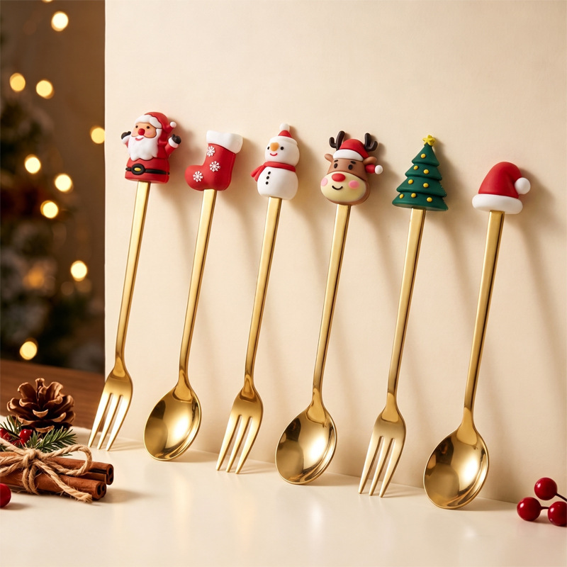 Cross-Border Christmas Cartoon Tableware Gift Box Stainless Steel Silicone Head Spoon Fork Coffee Spoon Fruit Fork Cross-Border Set Wholesale Cross-Border Christmas Cartoon Tableware Gift Box Stainless Steel Silicone Head Spoon Fork Coffee Spoon Fruit Fork Cross-Border Set Wholesale