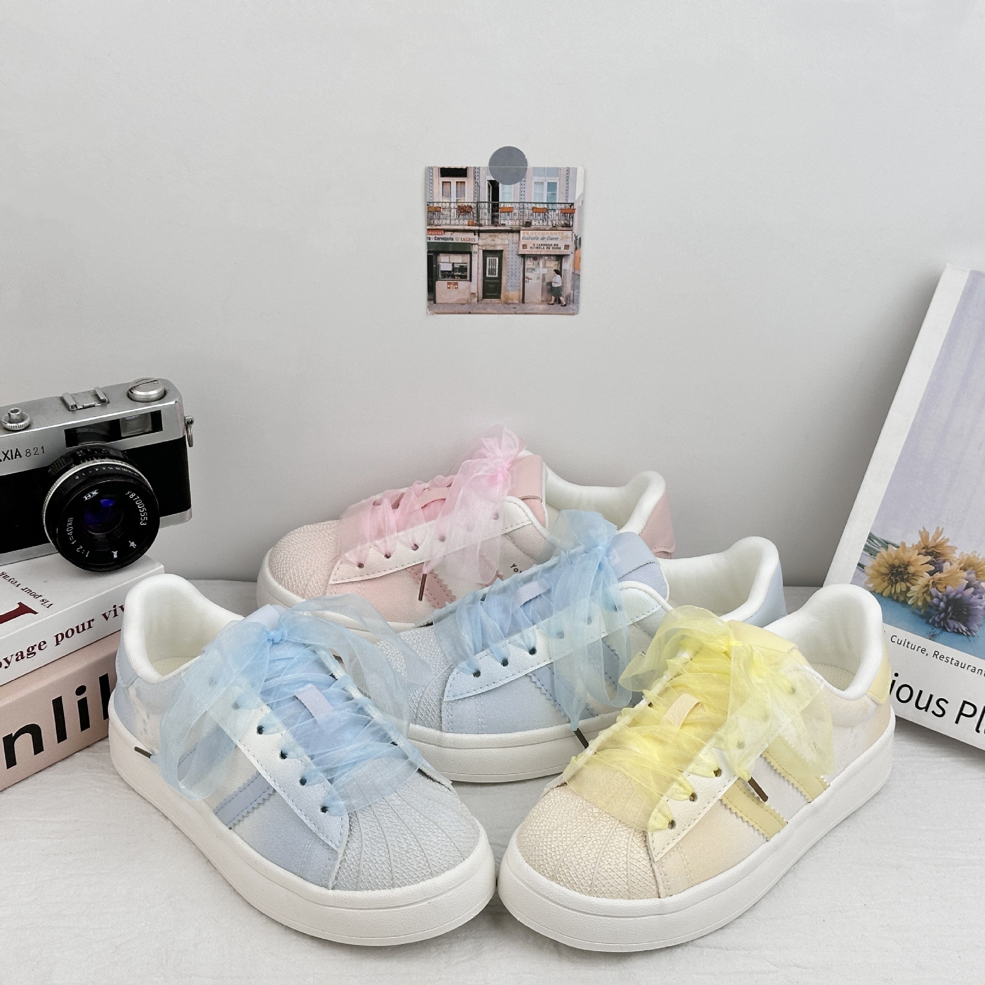 Farwave Shell cabeza zapatos blancos para mujeres 2025 nuevo verano dopamina versátil transpirable zapatos de skate de estudiantes casuales