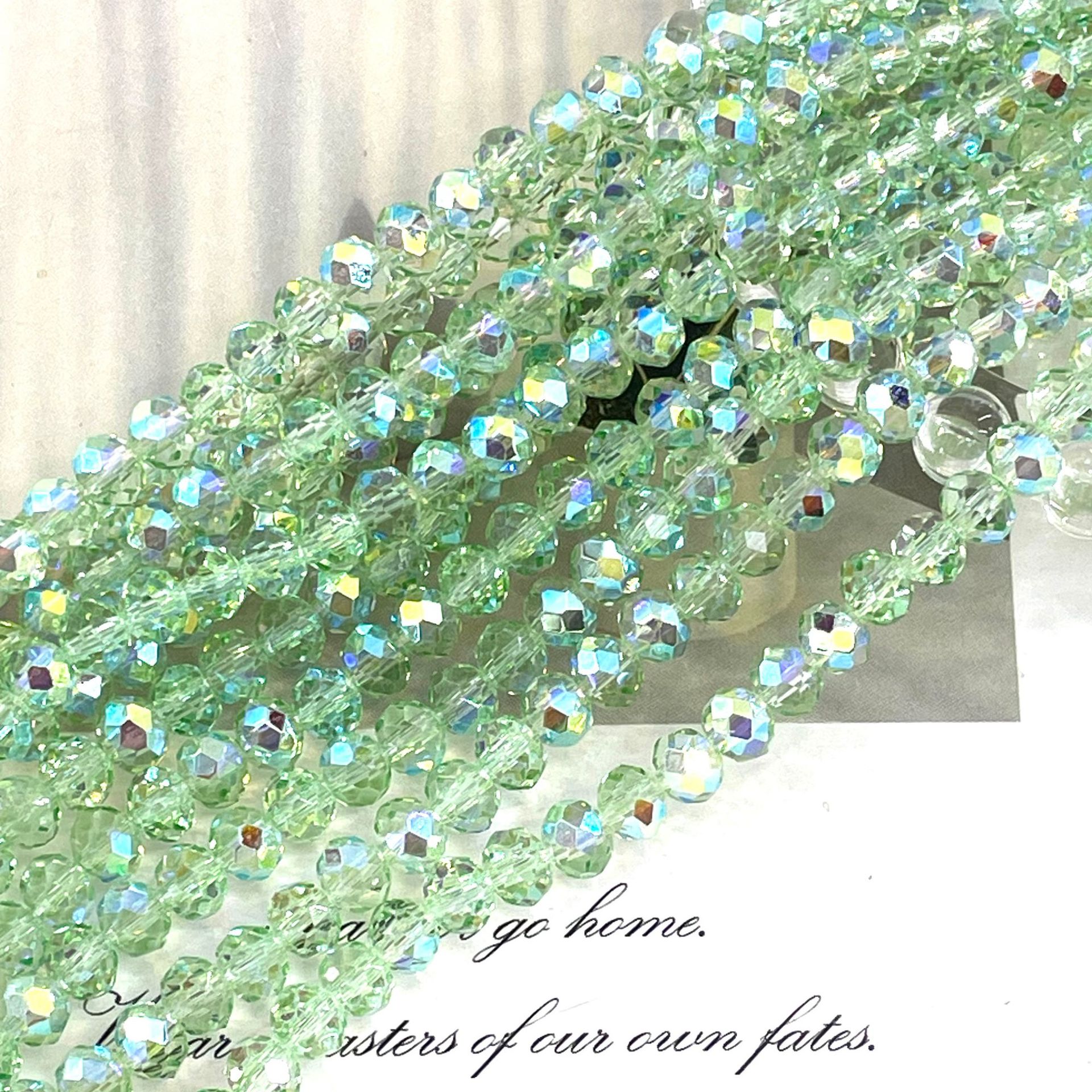 Cuentas de cristal planas y redondas de 4/6/8 mm, cuentas de cristal brillantes hechas a mano para joyería DIY, cuentas sueltas para collar y pulsera