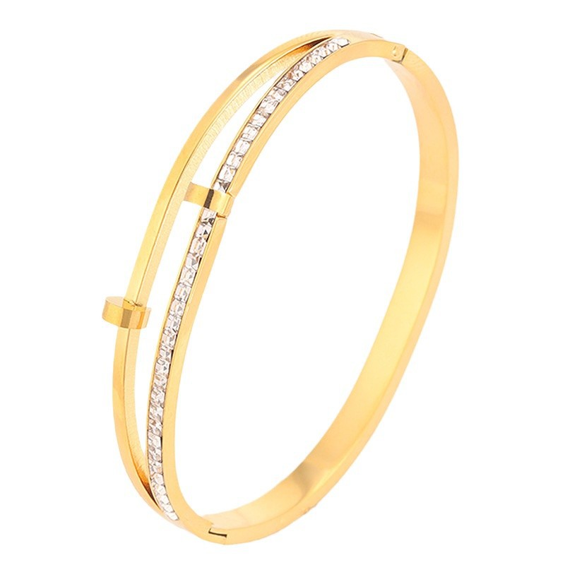 Pulsera de Acero de Titanio con Incrustación de Diamantes