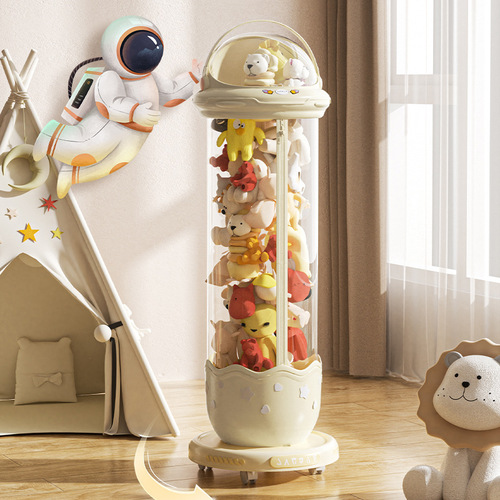 Baby storage bin transparent zipper model plush toy storage household high-quality large capacity storage basket