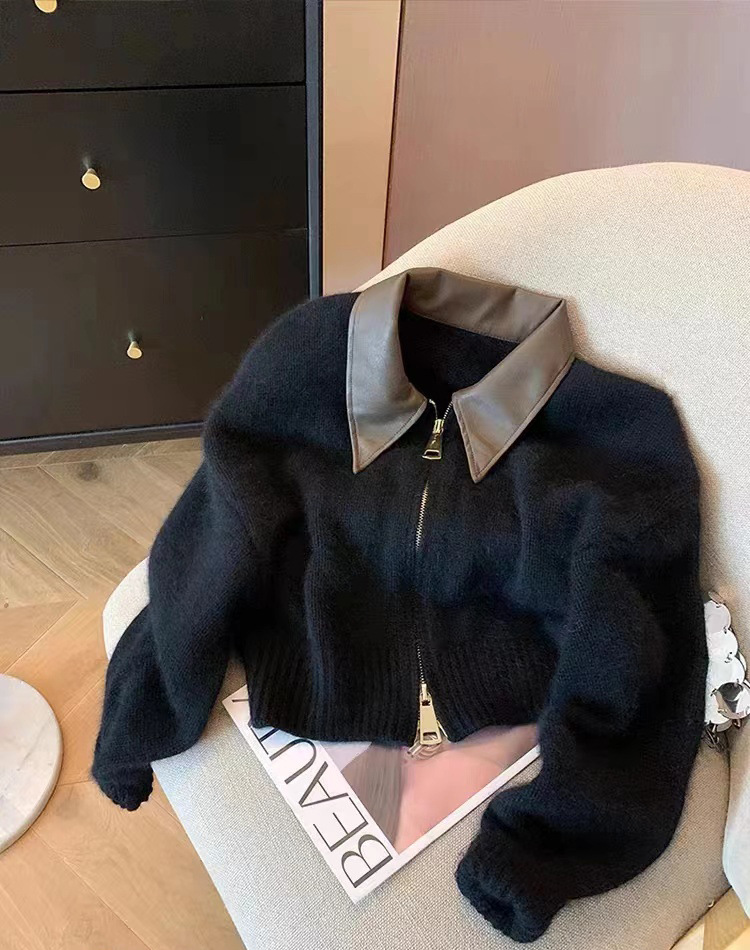 Zipper Design Wholesale Women's Elegant Printing Long Sleeve Zipper Sweaters & Cardigans