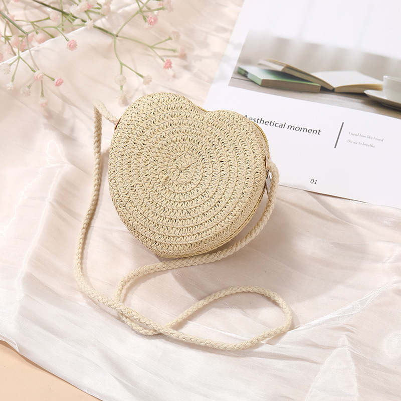 64g Weight Weave Fashion Element Zipper Closure Type Single Shoulder Strap Strap Type Straw Bag Bags Type Casual, Holiday Occasion Straw Material Animal, Cartoon Pattern Spring&Summer Season Kid'S Gender Cute Style Round, Heart-shaped Shape Kid'S Straw Animal Cartoon Cute Weave Round Heart-shaped Zipper Straw Bag 28