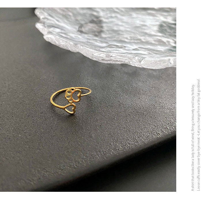 Wholesale Jewelry Simple Style Paw Print Heart Shape Titanium Steel Titanium Steel 18K Gold Plated Gold Plated Silver Plated Plating Rings display picture 2