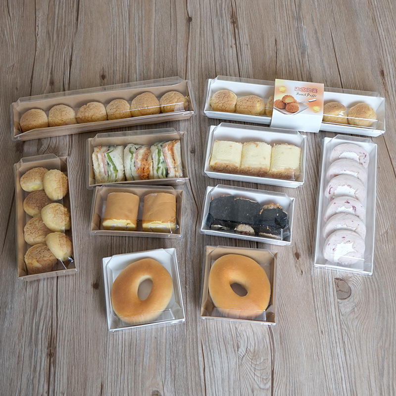 Caja de papel de plástico cuadrada de Kwai Le Caja de sándwich de papel Caja de polvo de pastel de punto oeste Caja de embalaje Puff Caja de embalaje sucia