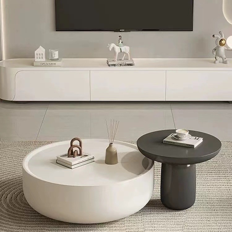 Minimalist cream style coffee table living room home small apartment French light luxury creative size round coffee table TV cabinet side table