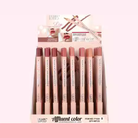 USHAS maquillaje transfronterizo impermeable y duradero color nude lápiz labial delineador de labios 2 colores color mezclado comercio exterior europeo y americano P1028B
