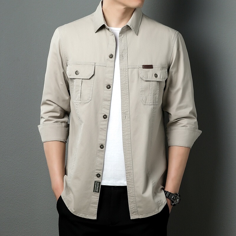 New Men's Long-Sleeved Shirts, Versatile, Casual, Stylish, Large Size Work Shirts, Spring and Autumn Thin Jackets, Lapel Tops