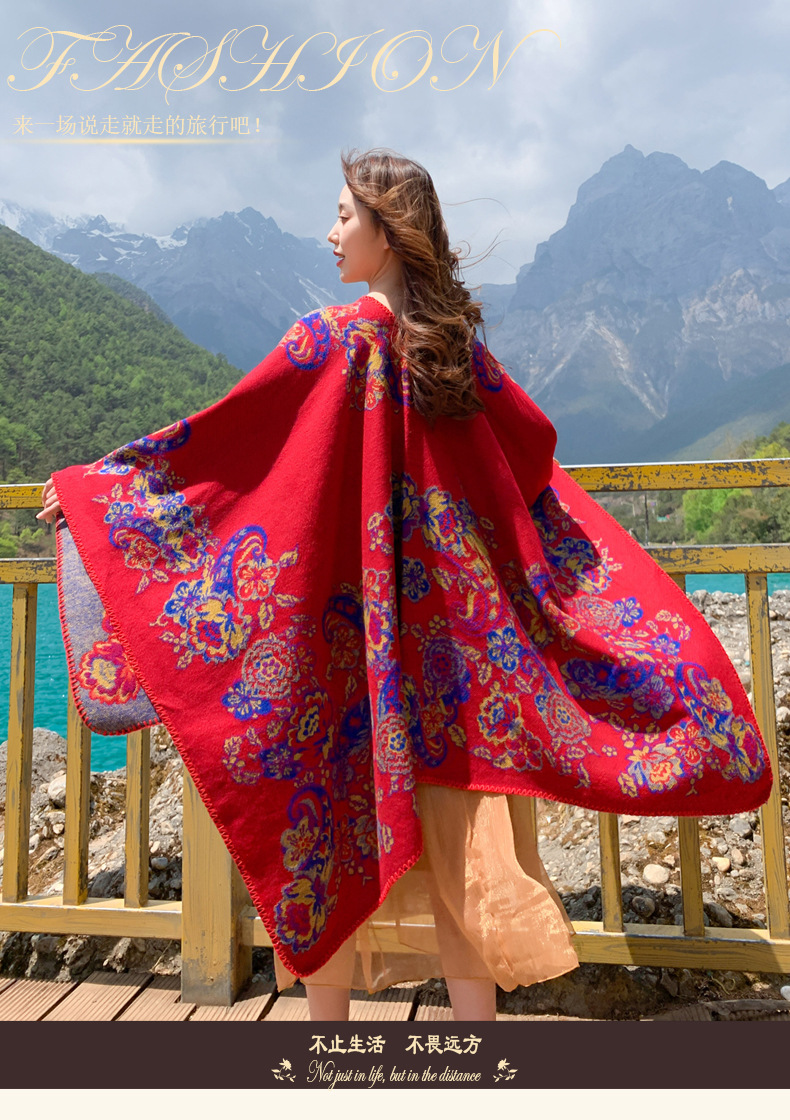 New Outdoor Travel Outing Printing Windproof Cape Shawl display picture 15