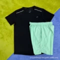 Crystal Stripe Set Black + D218 Green Shorts