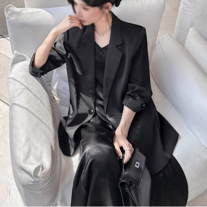 XZ110C-thin suit Korean elegant commuter slim elastic satin seven sleeve suit sunscreen jacket XZ110C-thin suit Korean elegant commuter slim elastic satin seven sleeve suit sunscreen jacket