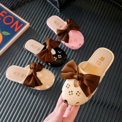 Children's slippers summer girls bow princess Baotou outer wear girls fashion home soft-soled sandals baby slippers