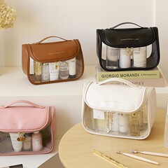 Pu手提げ化粧バッグ大容量携帯化粧品収納バッグ多機能防水洗面バッグ高颜値曲げバッグ
