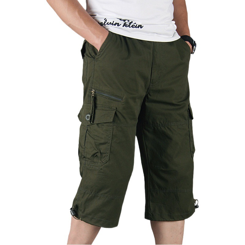 Venta al por mayor pantalones recortados de los hombres pantalones medios de los hombres sueltos delgados multi-Bolsillo deportes al aire libre pantalones cortos Casuales