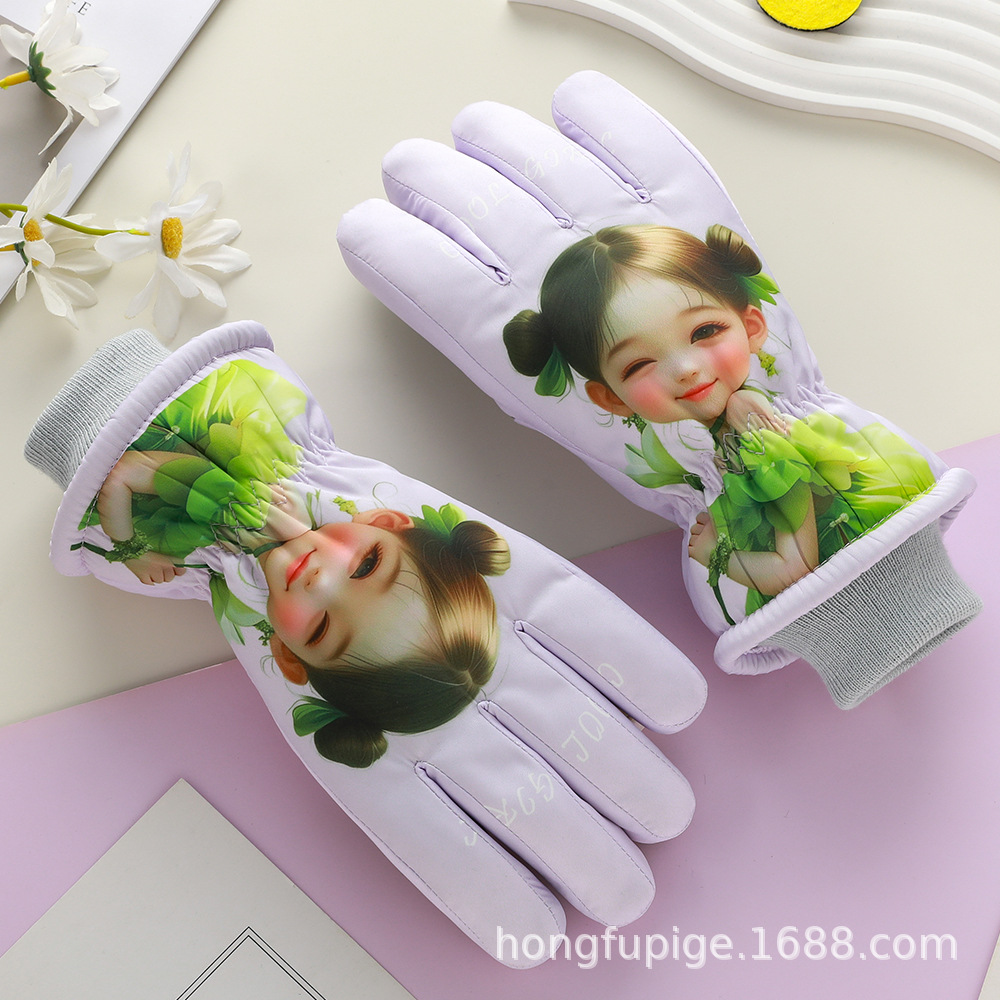 Guantes de esquí para niños calientes a prueba de derrames de agua en invierno, guantes de nieve a prueba de viento y frío para niños y niñas.
