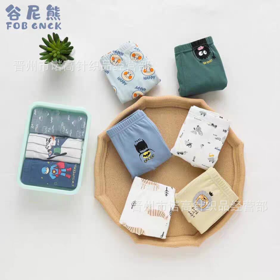 Pantalones infantiles de oso 1 caja de 3 paletas de niñas y niñas, pantalones de ángulo plano sin clip de PP sin hueso, pantalones infantiles de algodón