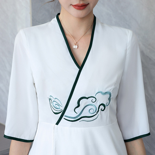 Beauty salon beautician work clothes female spa health center club ear picking technician clothes high-end temperament suit Chinese style