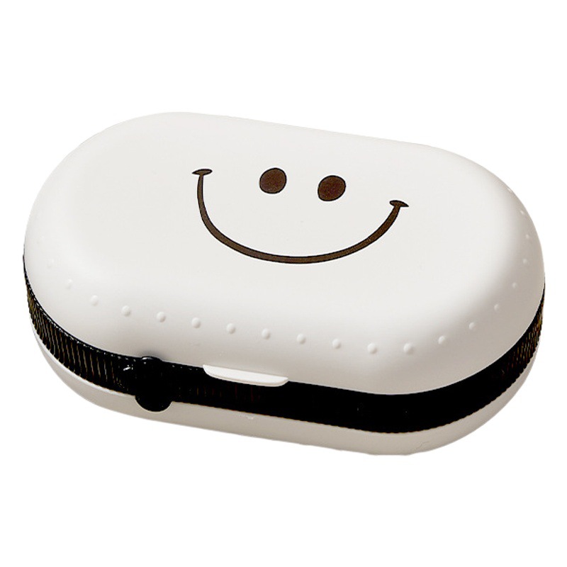 Estilo ins cara sonriente caja de jabón doble capa con tapa almacenamiento dormitorio hogar ponche-libre montado en la pared caja de jabón estante de almacenamiento