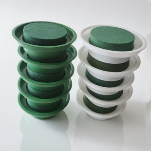 White Flower Mud Dish Plate Round Manufacturer Supply Cylindrical Round Flower Mud Flower Arrangement Mud High Density Flower Mud Plastic Chassis