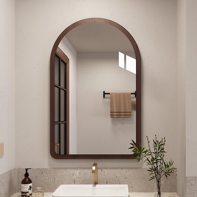 Espejo de vestir arqueado medieval en el hogar dormitorio de niñas espejo de maquillaje se puede colgar en la pared dormitorio de estudiantes espejo de oficina