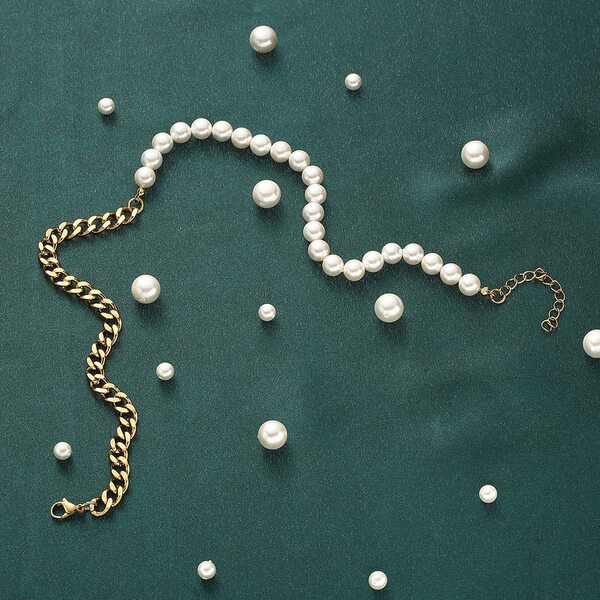 Retro design necklace for men and women pearl stainless steel